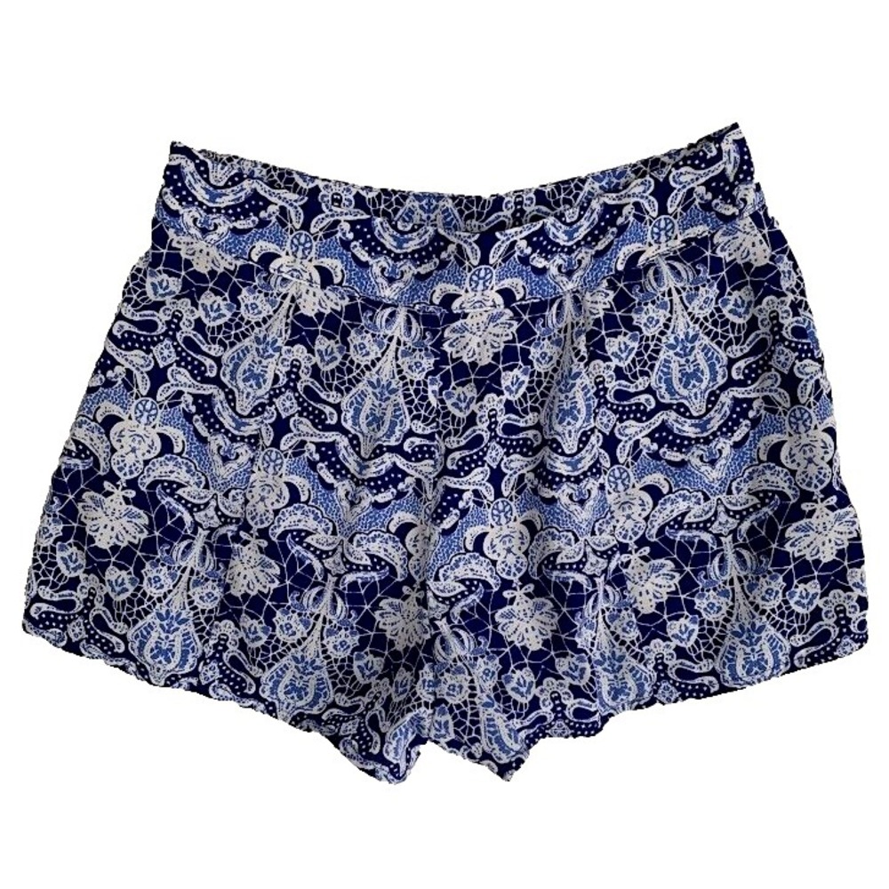 Sugarlips Womens Size XS Casual Shorts Flowy Summer Side Zip Blue White Paisley